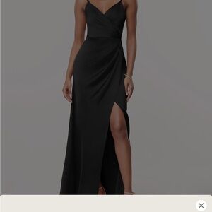 Azazie Black Maci Stretch Satin